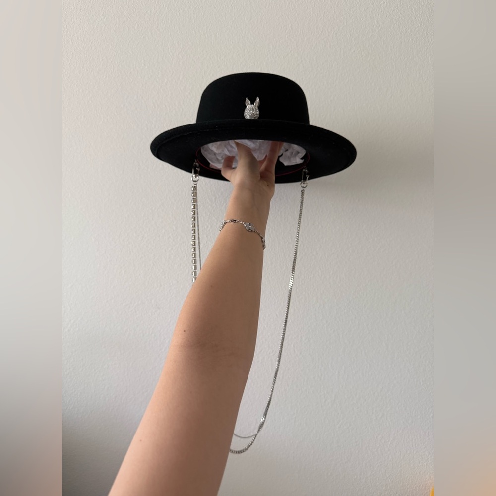 Black Hat with Chain Details